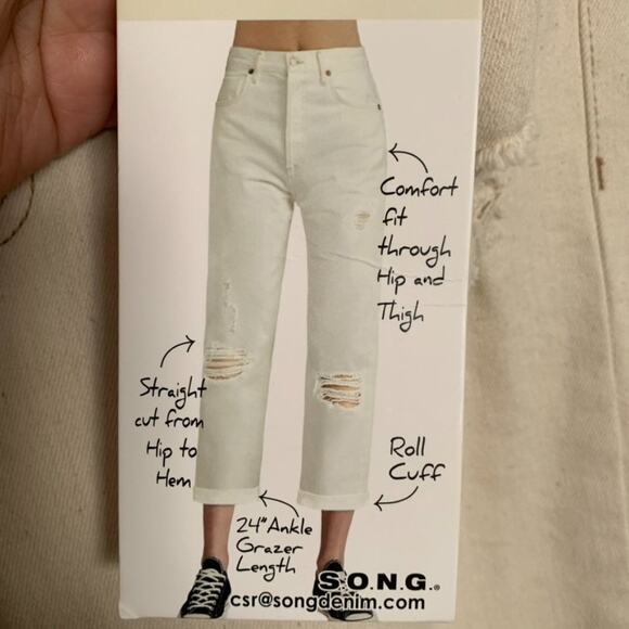 S.O.N.G High Rise Timeless Fit Cream Stretch Jeans - Picture 7 of 15